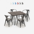 setti 4 tuolia Lix pöytä 80x80cm teollinen muotoilu baari keittiö reims dark Tarjous