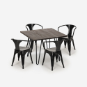setti 4 tuolia Lix pöytä 80x80cm teollinen muotoilu baari keittiö reims dark Hinta
