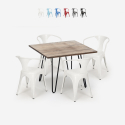 pöytäsetti teollinen muotoilu 80x80cm 4 tuolia tyyli keittiö baari reims Myynti