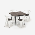 pöytäsetti keittiö teollinen pöytä 80x80cm 4 tuolia Lix puu metalli hustle wood Mitat