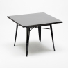 pöytäsetti musta 80x80cm 4 tuolia tyyli Lix teollinen century wood black 
