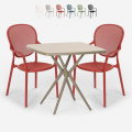 Setti 2 tuolia pöytä neliönmuotoinen 70x70cm beige sisä- ja ulkokäyttöön Lavett Tarjous