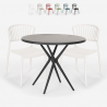 Setti 2 tuolia moderni design pöytä pyöreä musta 80cm Gianum Dark Myynti