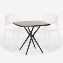 Setti 2 tuolia neliönmuotoinen pöytä 70x70cm musta design ulkokäyttöön Magus Dark Malli