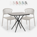 Setti 2 tuolia neliönmuotoinen pöytä 70x70cm musta design ulkokäyttöön Magus Dark Tarjous