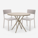 Setti 2 tuolia polypropeeni pöytä pyöreä 80cm beige design Aminos Tarjous