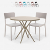 Setti 2 tuolia polypropeeni pöytä pyöreä 80cm beige design Aminos Tarjous