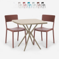 Setti 2 tuolia pöytä neliönmuotoinen beige 70x70cm polypropeeni design Regas Tarjous
