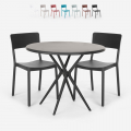 Pöytäsetti pyöreä musta 80cm 2 tuolia design moderni Aminos Dark Tarjous