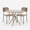 Setti 2 tuolia polypropeeni design pöytä pyöreä 80cm beige Ipsum Ipsum Tarjous