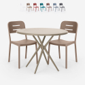 Setti 2 tuolia polypropeeni design pöytä pyöreä 80cm beige Ipsum Ipsum Tarjous