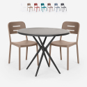 Pöytäsetti pyöreä musta 80cm 2 tuolia design moderni Ipsum Dark Varasto