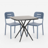 Setti 2 tuolia design moderni neliönmuotoinen pöytä 70x70cm musta Larum Dark Tarjous