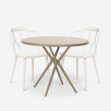 Setti 2 tuolia polypropeeni design pöytä 80cm pyöreä beige Kento Luettelo