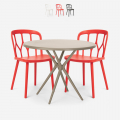 Setti 2 tuolia polypropeeni design pöytä 80cm pyöreä beige Kento Tarjous