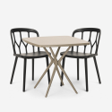 Setti 2 tuolia design polypropeeni pöytä neliö 70x70cm beige Saiku Luettelo