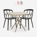 Setti 2 tuolia design polypropeeni pöytä neliö 70x70cm beige Saiku Myynti