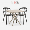 Setti 2 tuolia design polypropeeni pöytä neliö 70x70cm beige Saiku Myynti