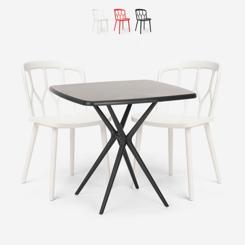 Pöytäsetti neliönmuotoinen musta 70x70cm 2 tuolia ulos design Saiku Dark Myynti