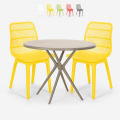 Setti 2 tuolia moderni design pöytä pyöreä beige 80cm ulos Bardus Tarjous