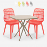 Setti 2 tuolia polypropeeni neliönmuotoinen pöytä beige 70x70cm design Cevis Tarjous