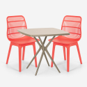 Setti 2 tuolia polypropeeni neliönmuotoinen pöytä beige 70x70cm design Cevis Tarjous
