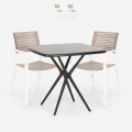 Neliön muotoinen musta pöytä 70x70cm 2 tuolia moderni muotoilu Clue Tumma Tarjous