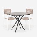Neliön muotoinen musta pöytä 70x70cm 2 tuolia moderni muotoilu Clue Tumma Alennusmyynnit