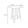 baarisetti teollinen 4 jakkaraa baaripöytä 60x60cm mason steel top light 