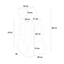baarisetti teollinen 4 jakkaraa baaripöytä 60x60cm mason steel top light 