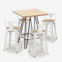 baarisetti teollinen 4 jakkaraa baaripöytä 60x60cm mason steel top light Malli