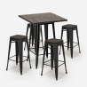 Lix-henkinen korkea baaripöytä ja 4 tuolia bent black, 60x60cm, musta Alennusmyynnit