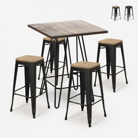 Lix-henkinen korkea baaripöytä ja 4 tuolia oudin noix, 60x60cm, puu Tarjous