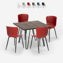 Pöydän setti 80x80cm neliö 4 tuolia teollinen tyyli metallia Kynsi Tumma Alennukset