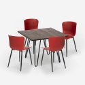 Pöydän setti 80x80cm neliö 4 tuolia teollinen tyyli metallia Kynsi Tumma Hinta