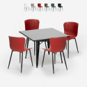 setti 4 tuolia pöytä 80x80cm Lix neliö teollinen tyyli wrench tumma Alennusmyynnit