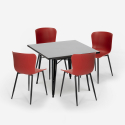 setti 4 tuolia pöytä 80x80cm Lix neliö teollinen tyyli wrench tumma Mitat
