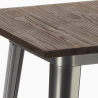 korkea puinen sohvapöytä setti 60x60cm 4 jakkaraa metalli industrial bruck wood 