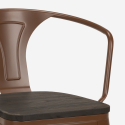 korkea puinen sohvapöytä setti 60x60cm 4 jakkaraa metalli industrial bruck wood 