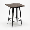 4 metallista jakkaraa teollinen korkea pöytä 60x60cm bruck wood musta 