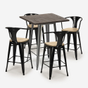 Bruck Top Light 4 baarituolia + baaripöytä 60x60 cm metallia ja puuta Malli