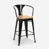 Bruck Top Light 4 baarituolia + baaripöytä 60x60 cm metallia ja puuta Mitat