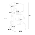 Bruck Top Light 4 baarituolia + baaripöytä 60x60 cm metallia ja puuta 