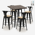 Bruck Black Top Light 4 baarituolia + baaripöytä 60x60 cm metallia ja puuta Tarjous