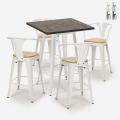 Bruck White Top Light 4 baarituolia + baaripöytä 60x60 cm metallia ja puuta Tarjous
