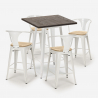 Bruck White Top Light 4 baarituolia + baaripöytä 60x60 cm metallia ja puuta Luettelo