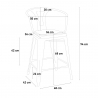 Bruck White Top Light 4 baarituolia + baaripöytä 60x60 cm metallia ja puuta 