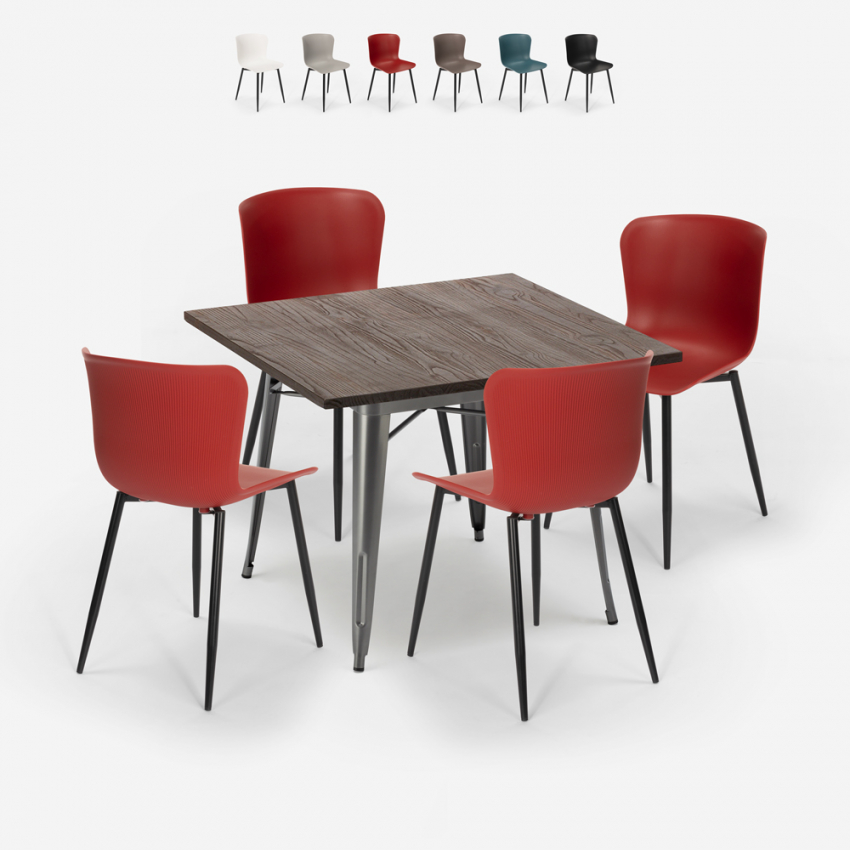 nelikulmainen pöytä 80x80cm teollinen muotoilu 4 tuolia anvil Alennukset