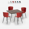 setti 4 tuolia neliön muotoinen pöytä Lix 80x80cm puu metalli anvil light Alennusmyynnit