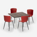 setti 4 tuolia neliön muotoinen pöytä Lix 80x80cm puu metalli anvil light Mitat